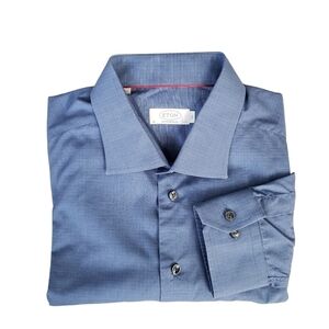Eton of Sweden Shirt Blue Checkered Cotton Long Sleeve Contemporary Cut